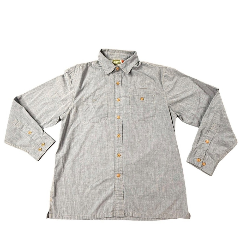 Howler Bros Mens Gray Micro Stripe Long Sleeve Button Down Shirt Size Medium